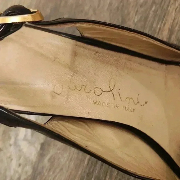 Garolini Black patent leather, leather insole, peeptoe sling back vintage - Picture 2 of 10